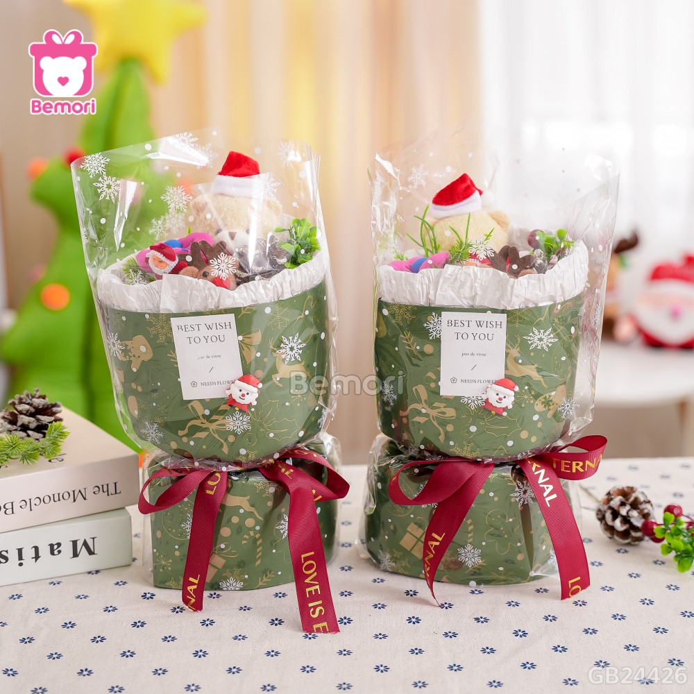 Set Bó Hoa Noel Vải Bóng