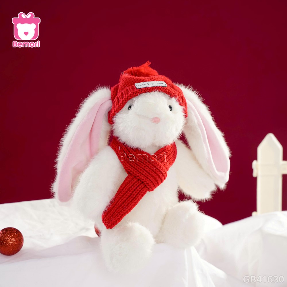 Set Quà Thỏ Bông Đội Mũ Quàng Khăn
