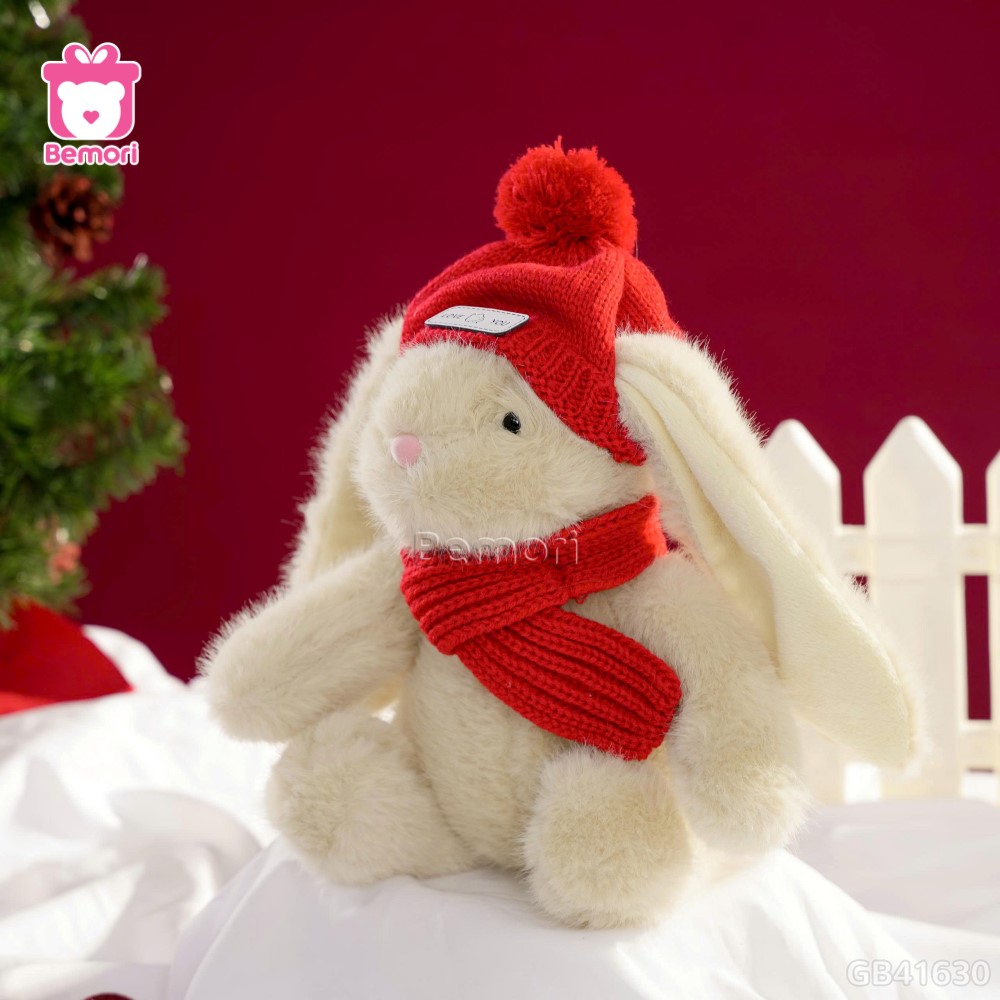 Set Quà Thỏ Bông Đội Mũ Quàng Khăn