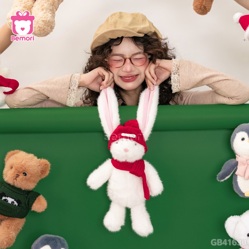 Set Quà Thỏ Bông Đội Mũ Quàng Khăn
