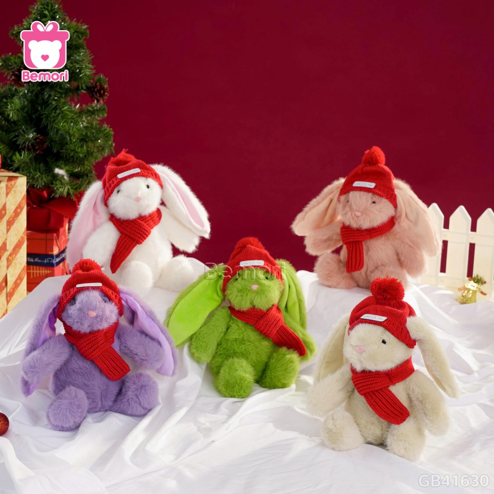 Set Quà Thỏ Bông Đội Mũ Quàng Khăn