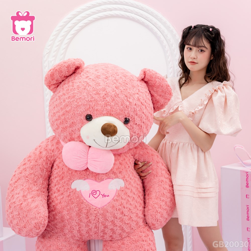 Gấu Bông Teddy Angel Hồng siêu to, siêu êm ái