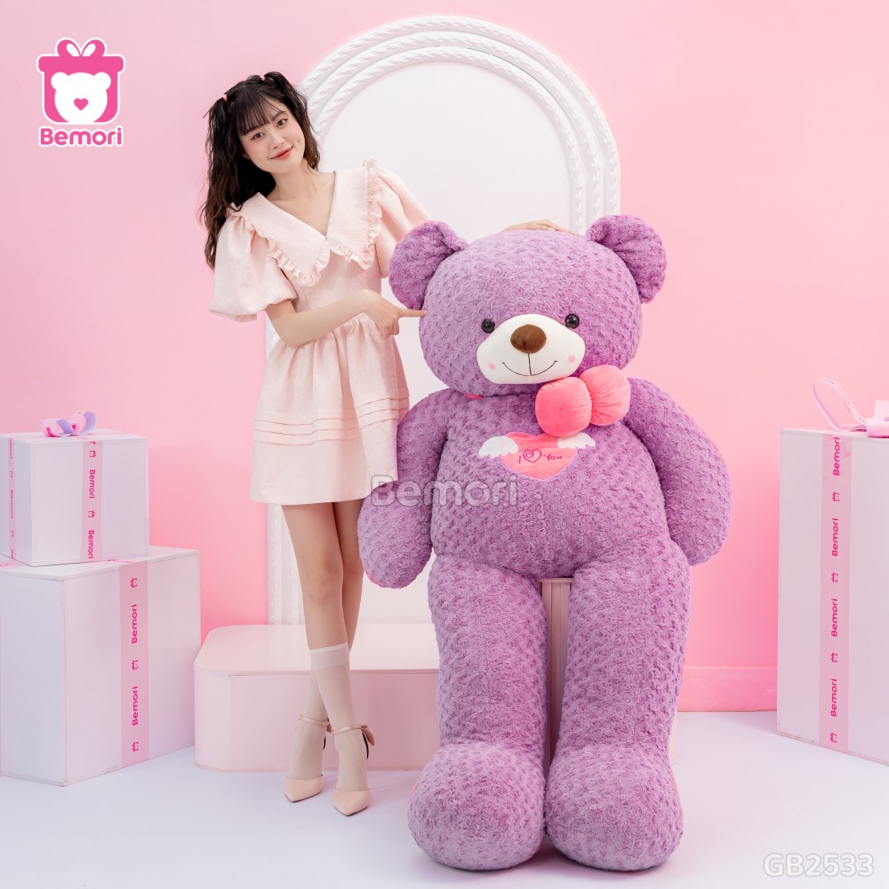 Gấu Bông Teddy Angel Tím 1m6