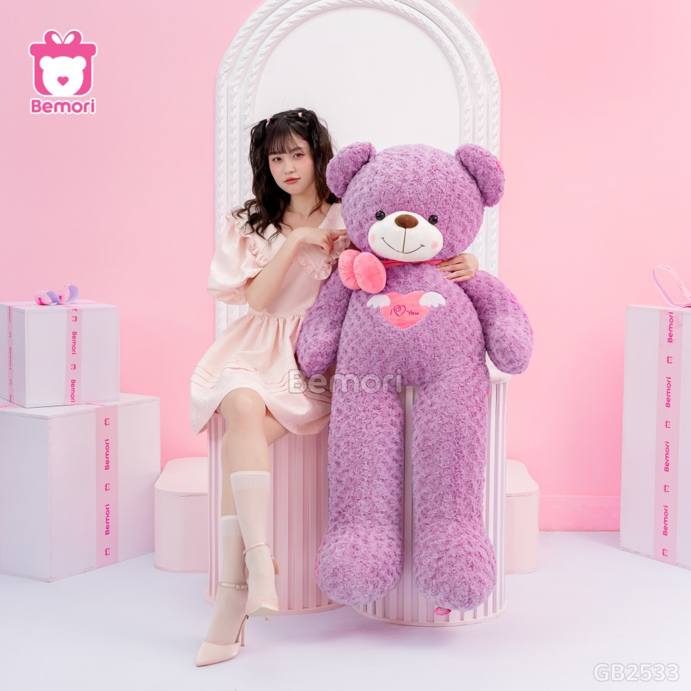 Gấu Bông Teddy Angel Tím 1m3