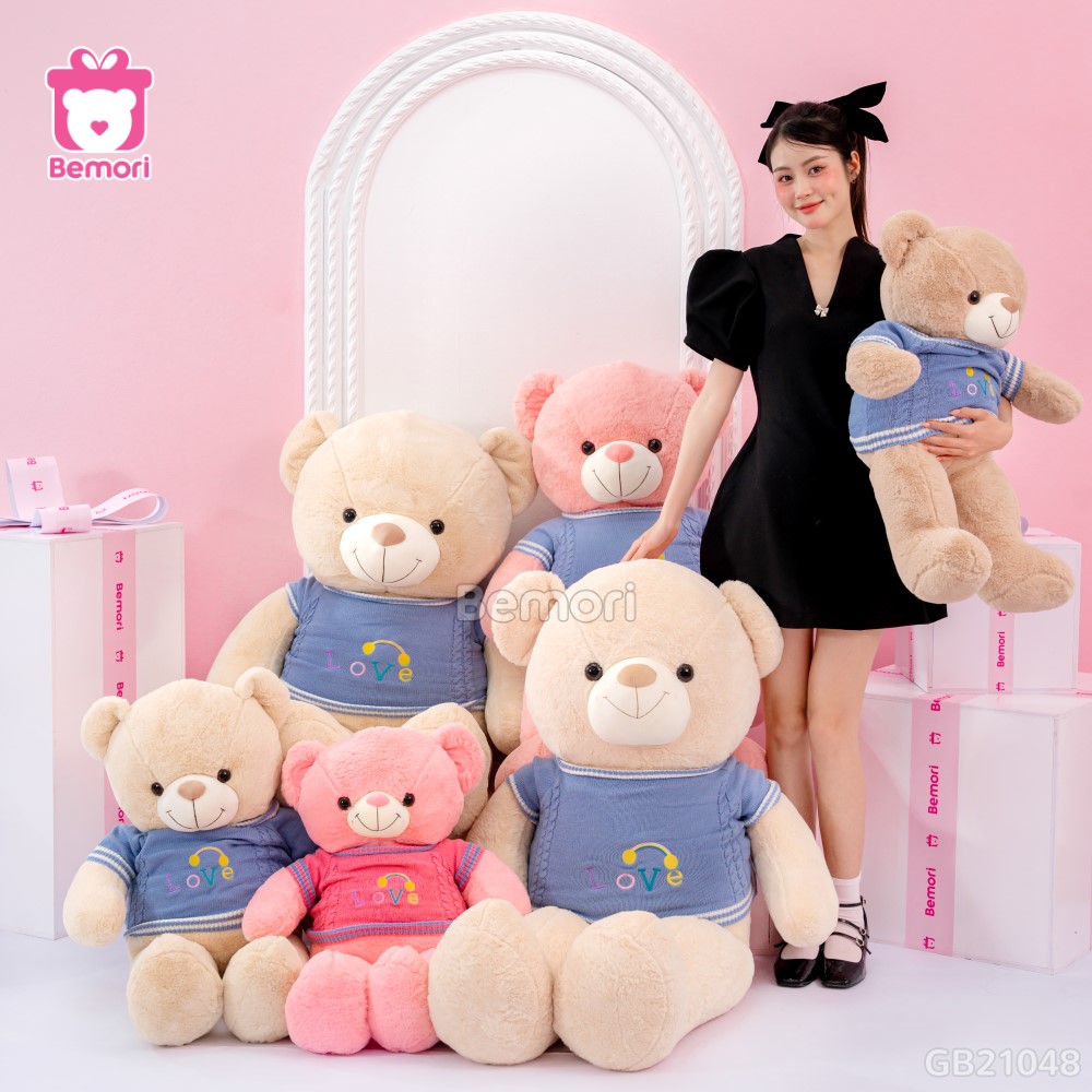 Gấu Bông Teddy Len Love Cầu Vồng