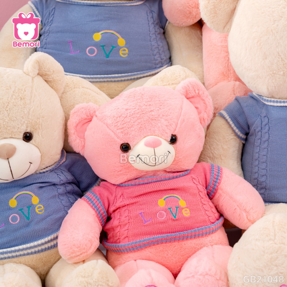 Gấu Bông Teddy Len Love Cầu Vồng