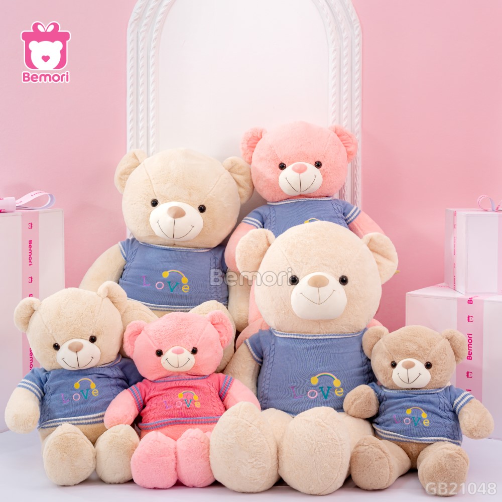 Gấu Bông Teddy Len Love Cầu Vồng