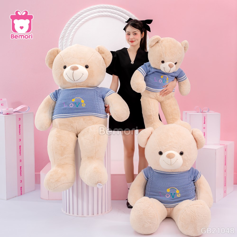 Gấu Bông Teddy Len Love Cầu Vồng