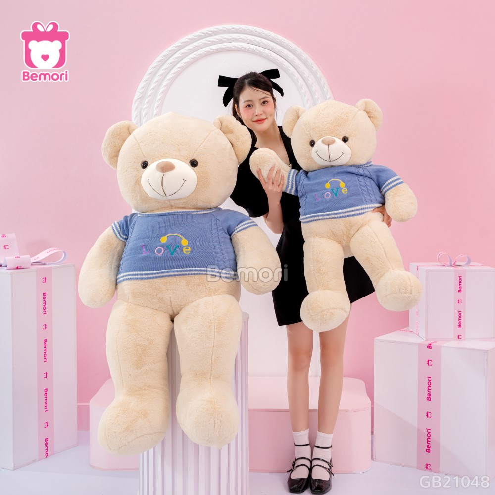 Gấu Bông Teddy Len Love Cầu Vồng