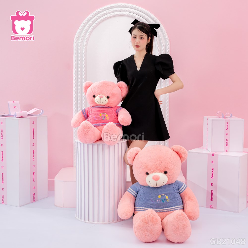 Gấu Bông Teddy Len Love Cầu Vồng