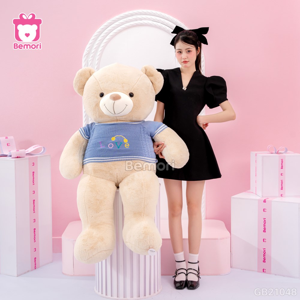 Gấu Bông Teddy Len Love Cầu Vồng