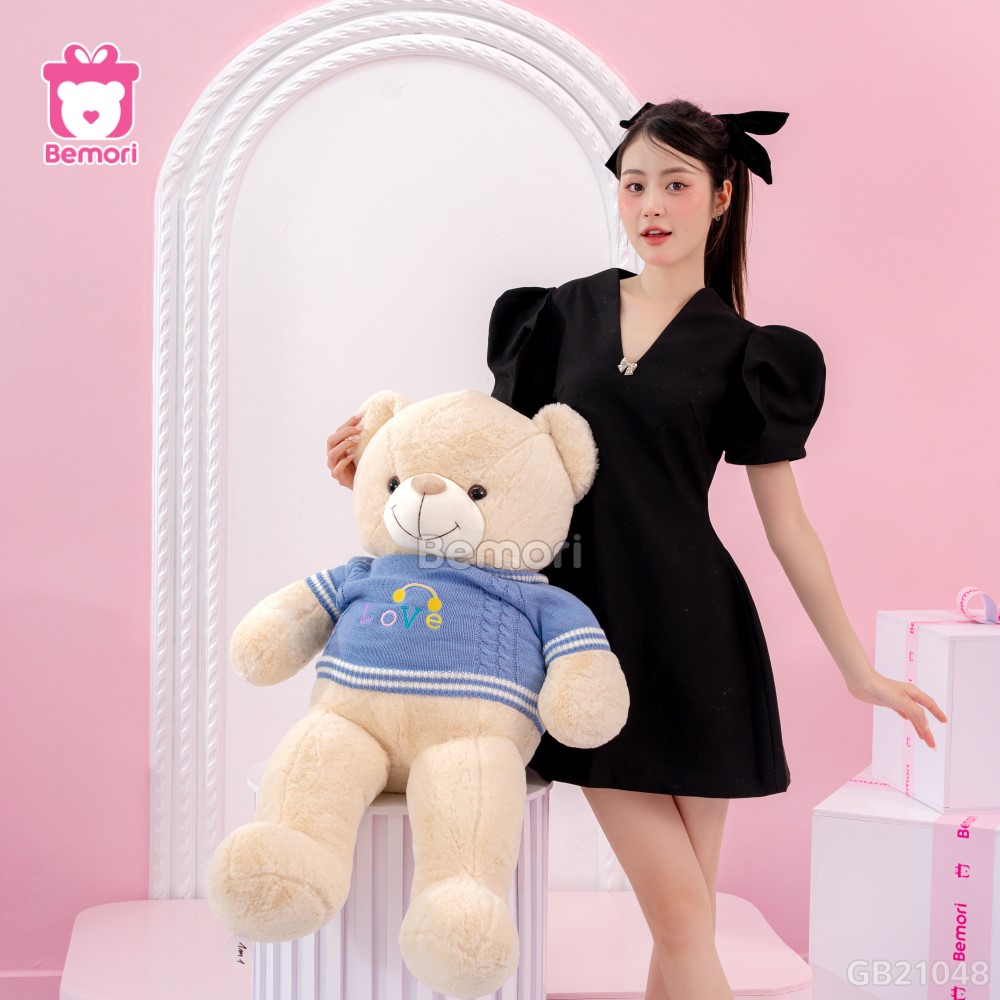 Gấu Bông Teddy Len Love Cầu Vồng