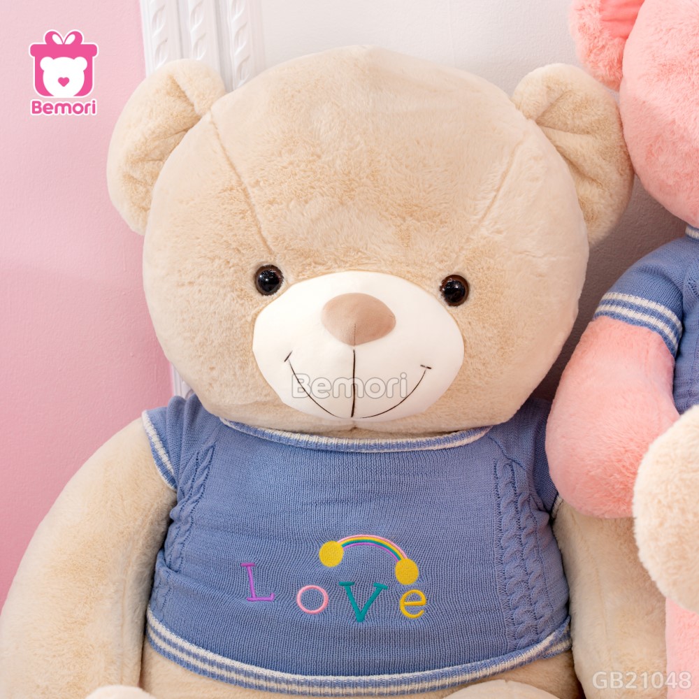 Gấu Bông Teddy Len Love Cầu Vồng