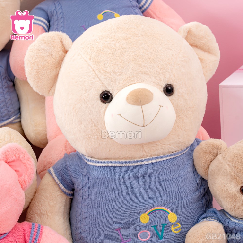 Gấu Bông Teddy Len Love Cầu Vồng