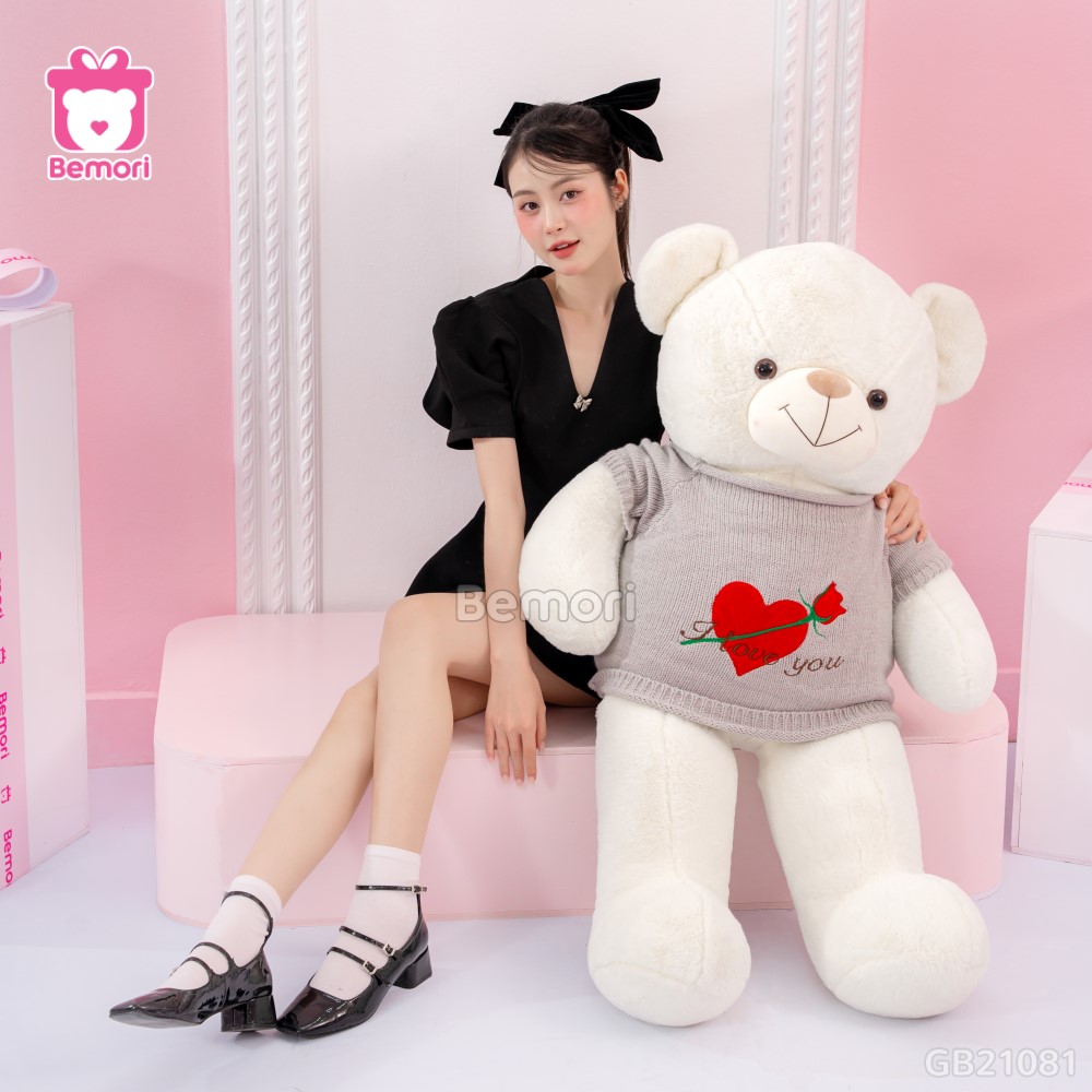 Gấu Bông Teddy Áo Tim Hoa 1m3