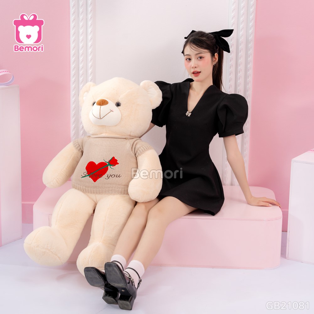 Gấu Bông Teddy Áo Tim Hoa 1m