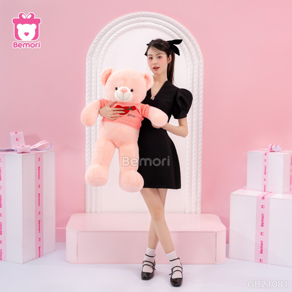 Gấu Bông Teddy Áo Tim Hoa 80cm