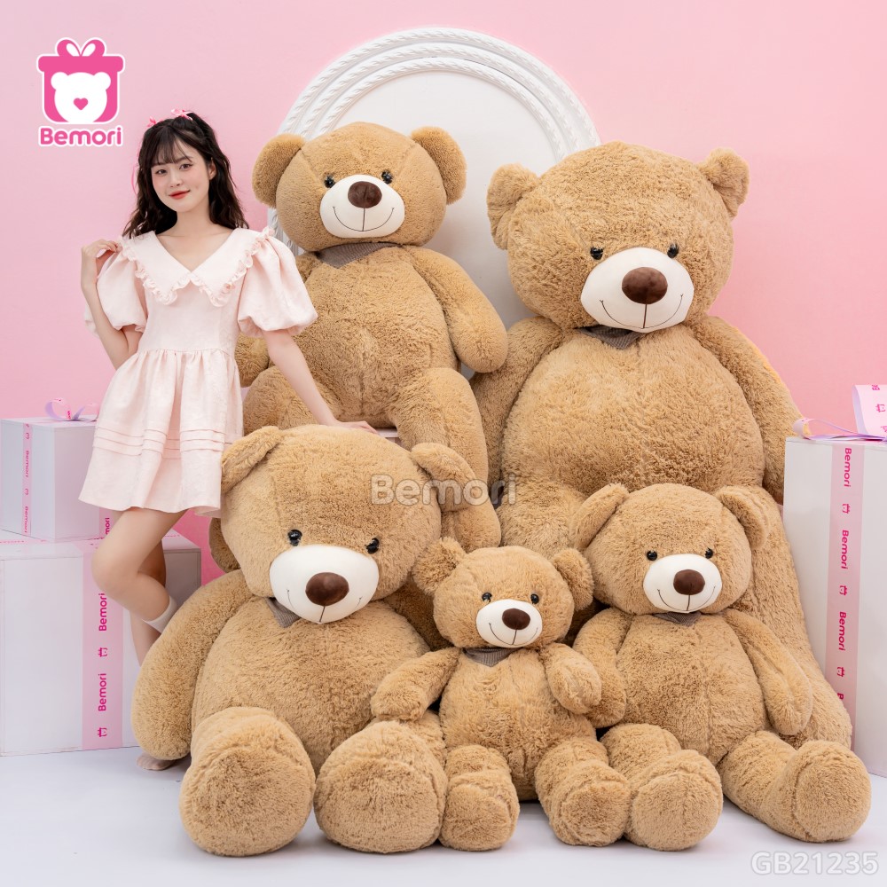 Gấu Bông Teddy Đeo Yếm Bigszie bông căng tròn êm ái