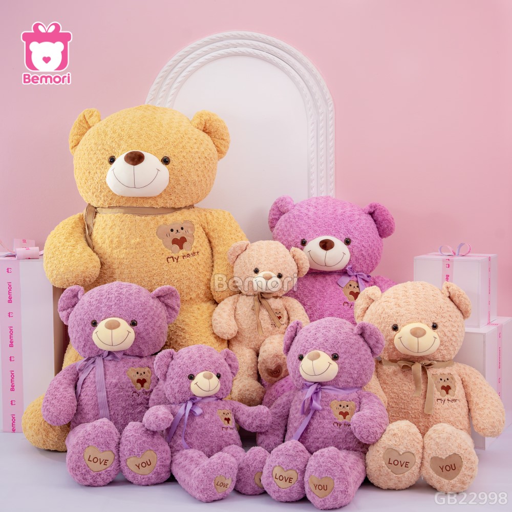 Gấu Bông Teddy Mặt Gấu Ôm Tim đa dạng kích thước 