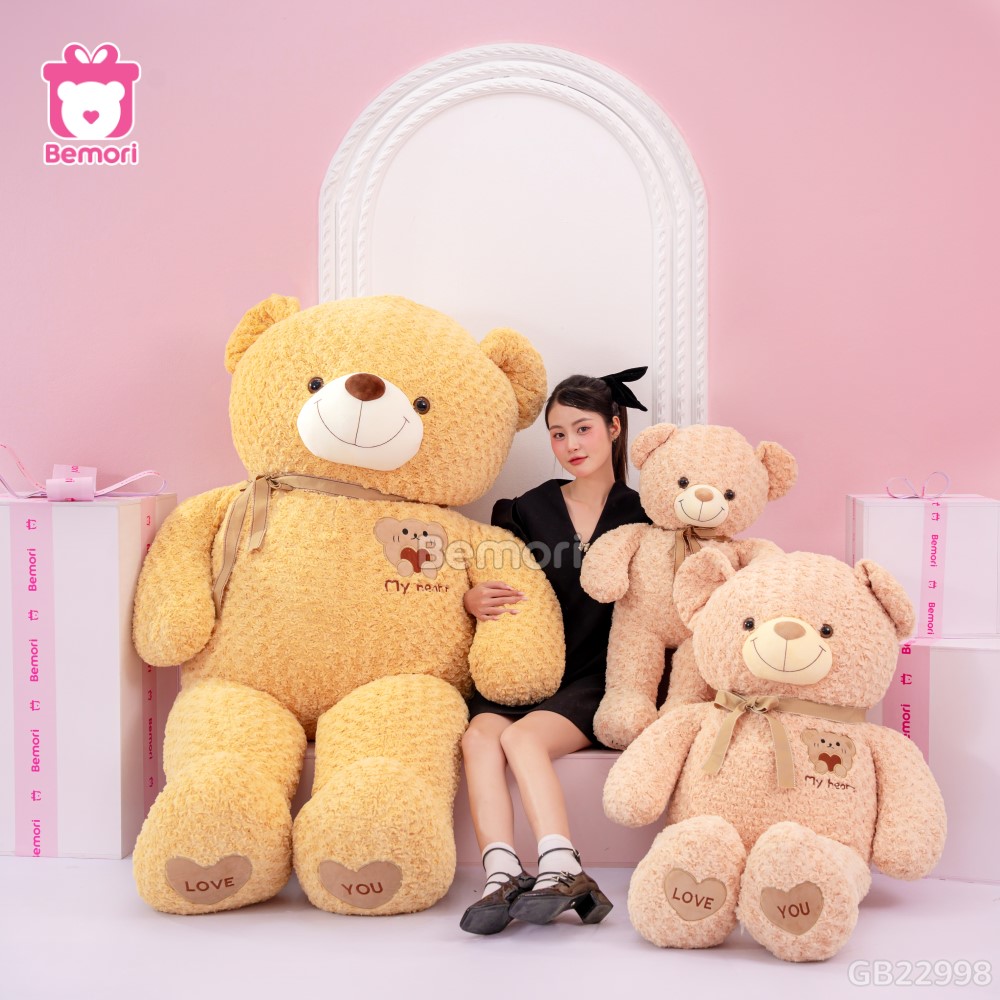 Gấu Bông Teddy Mặt Gấu Ôm Tim màu vàng xinh xắn