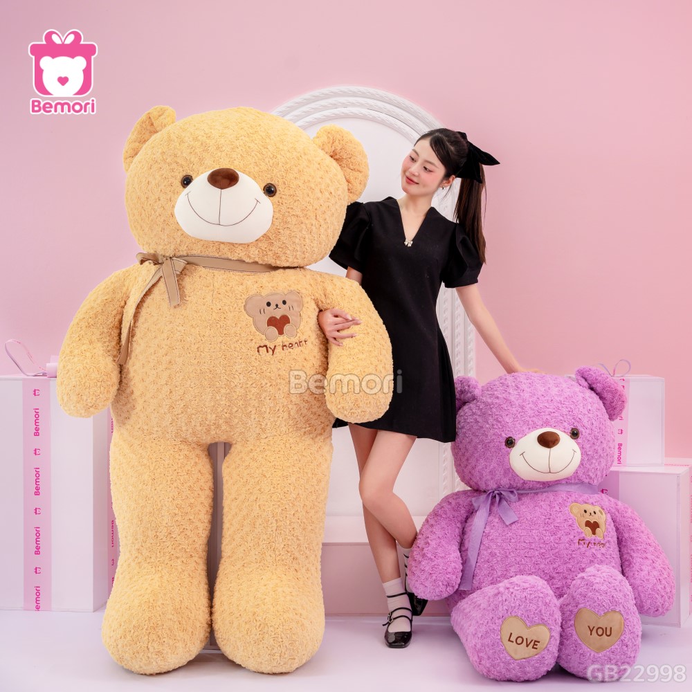 Gấu Bông Teddy Mặt Gấu Ôm Tim kích thước lớn để ôm trọn vẹn