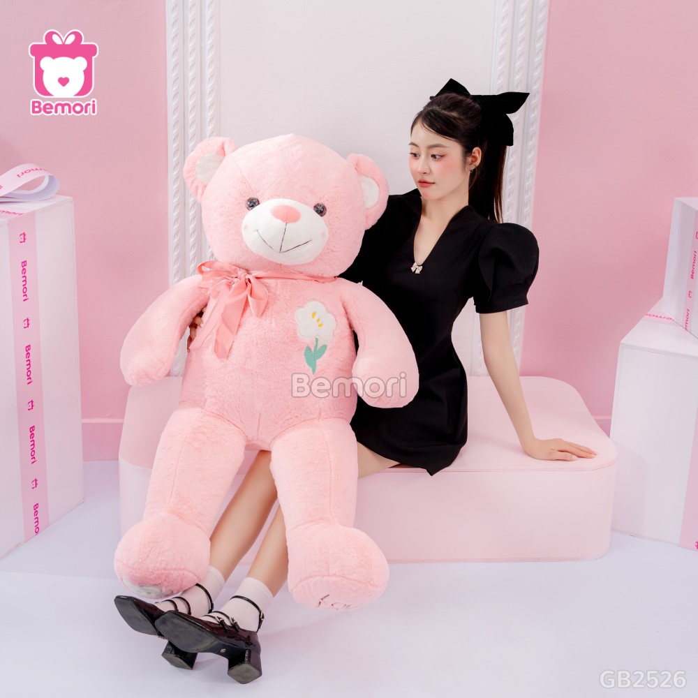 Gấu Bông Teddy Ngực Cành Hoa 1m3