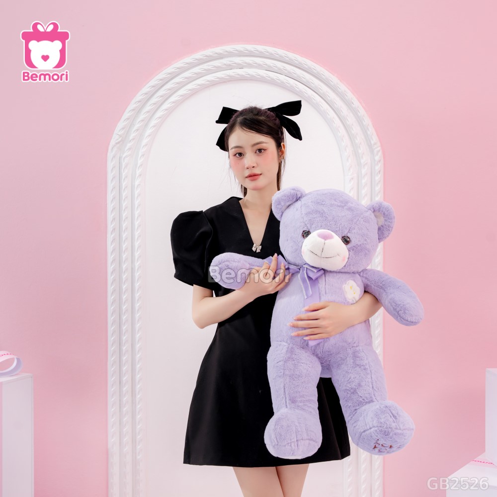 Gấu Bông Teddy Ngực Cành Hoa 80cm