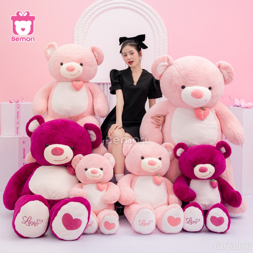 Gấu Bông Teddy Ngực Quả Dâu Bigsize