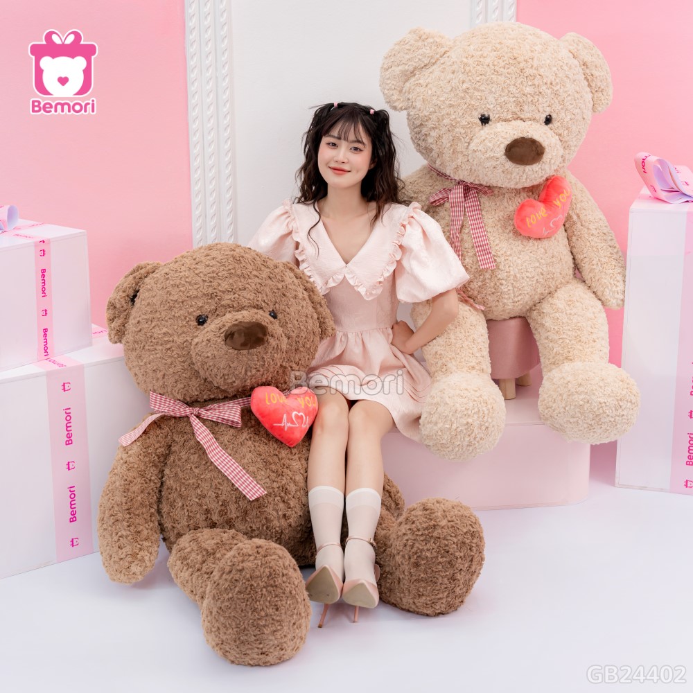 Gấu Bông Teddy Nơ Tim Rút