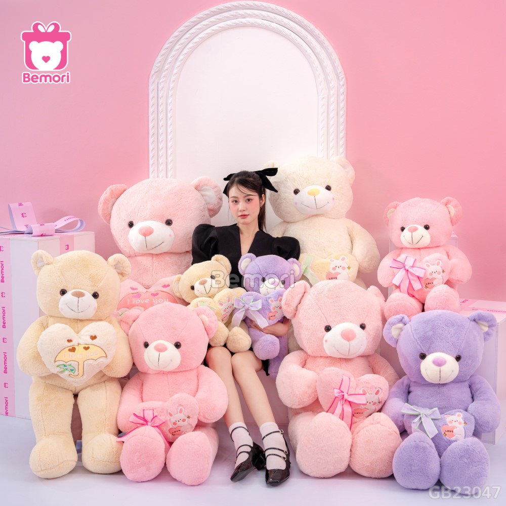 Gấu Bông Teddy Ôm Tim Thỏ – Bạn đồng hành đáng yêu