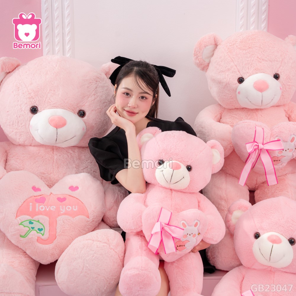 Gấu Bông Teddy Ôm Tim Thỏ điểm nhấn trong phòng ngủ