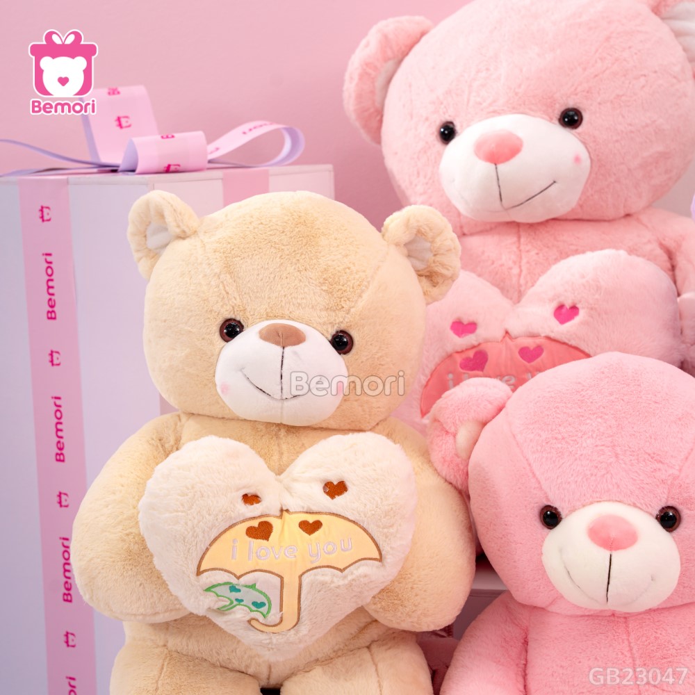 Gấu Bông Teddy Ôm Tim Thỏ – Gương mặt dễ thương và đáng yêu