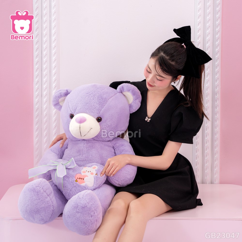 Gấu Bông Teddy Ôm Tim Thỏ – Thiết kế đáng yêu và ngọt ngào