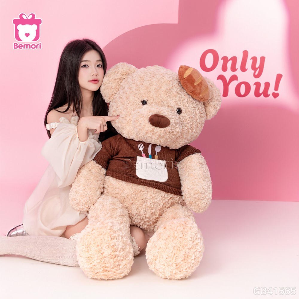 Gấu Bông Teddy Áo Len Đội Bánh Mì