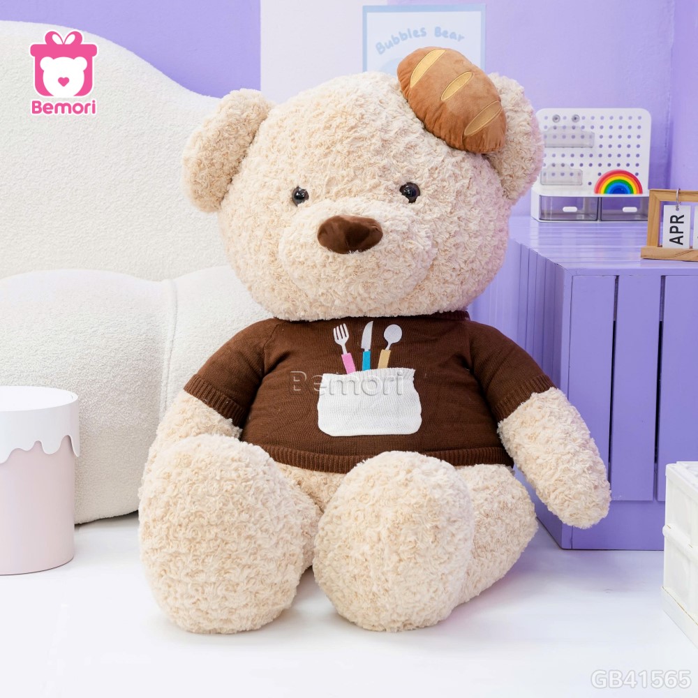 Gấu Bông Teddy Áo Len Đội Bánh Mì