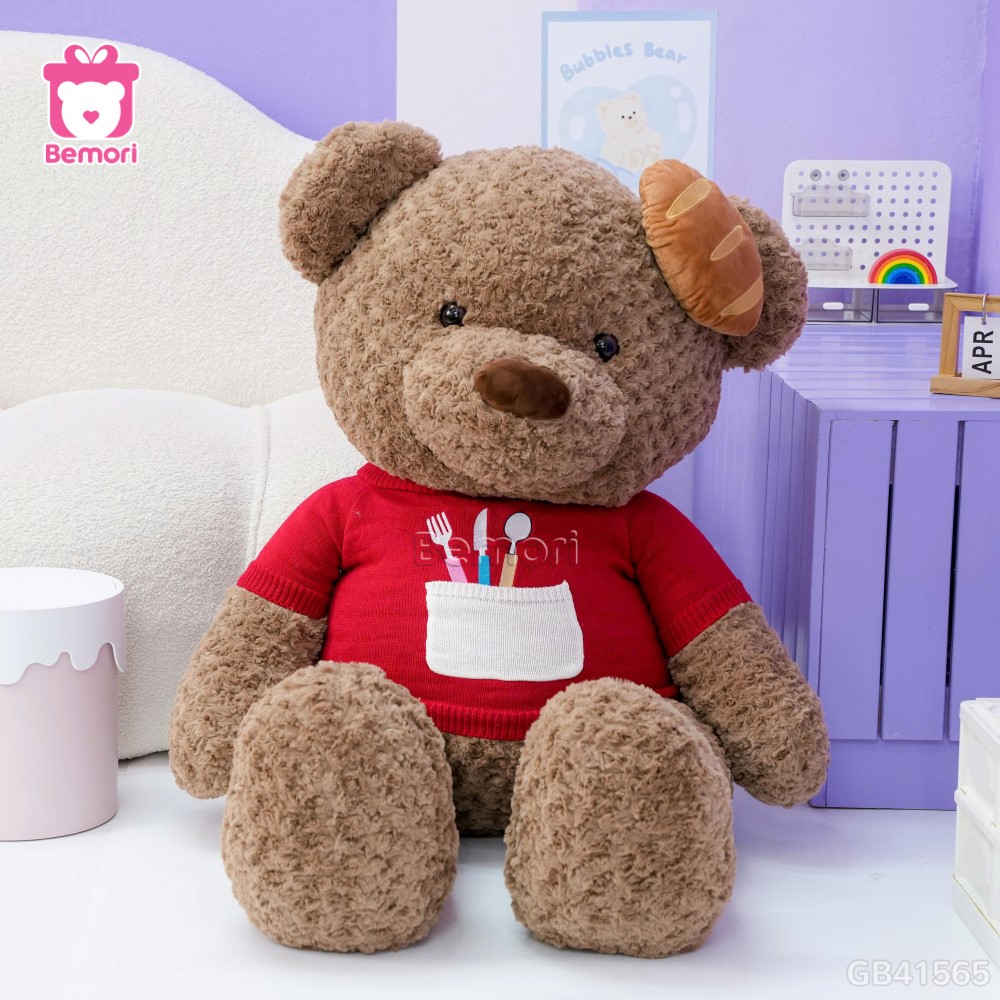 Gấu Bông Teddy Áo Len Đội Bánh Mì