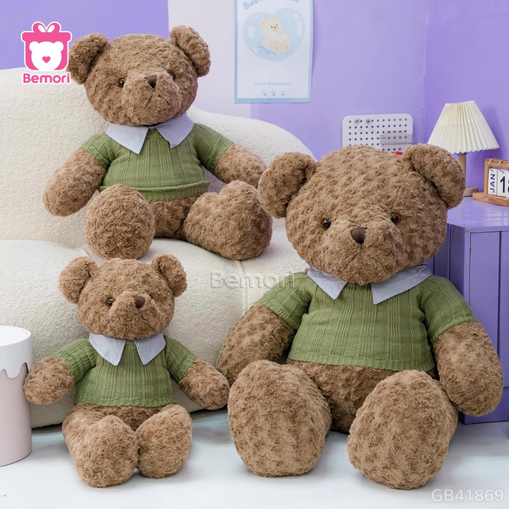 Gấu Bông Teddy Áo Len Cổ Kẻ