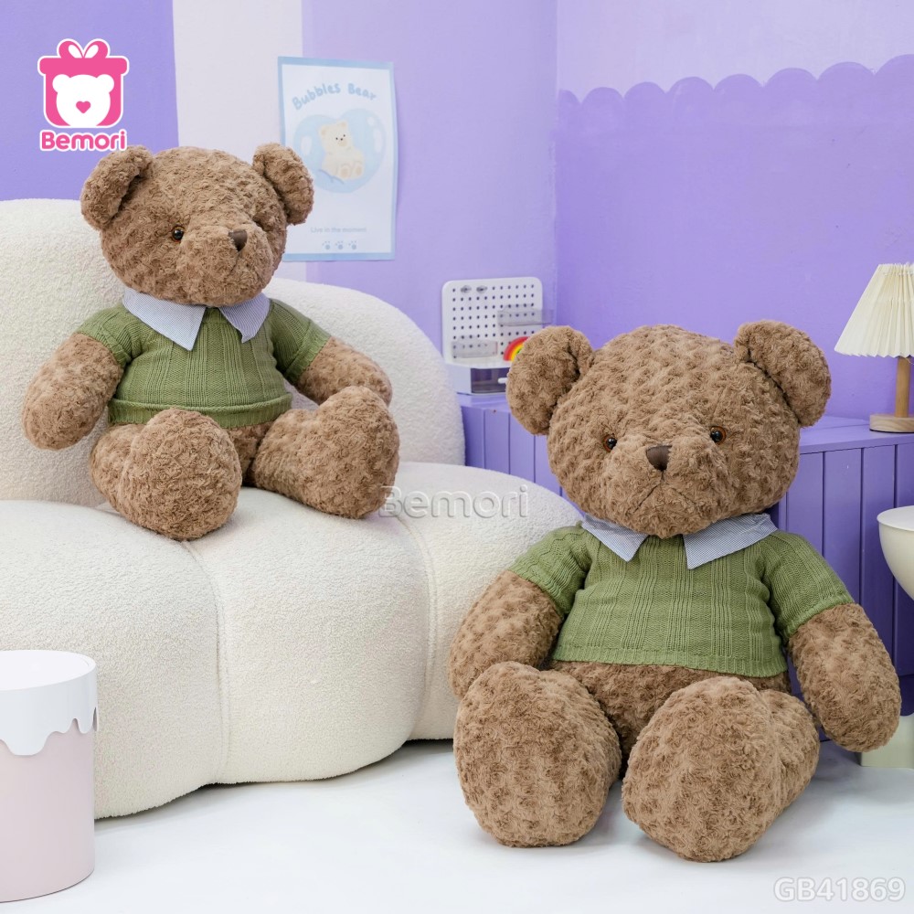 Gấu Bông Teddy Áo Len Cổ Kẻ