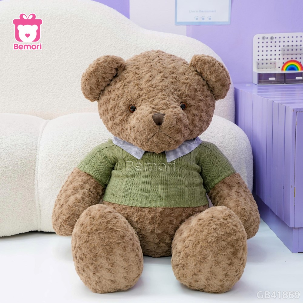 Gấu Bông Teddy Áo Len Cổ Kẻ