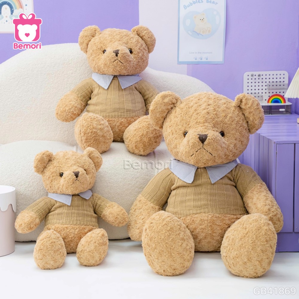 Gấu Bông Teddy Áo Len Cổ Kẻ