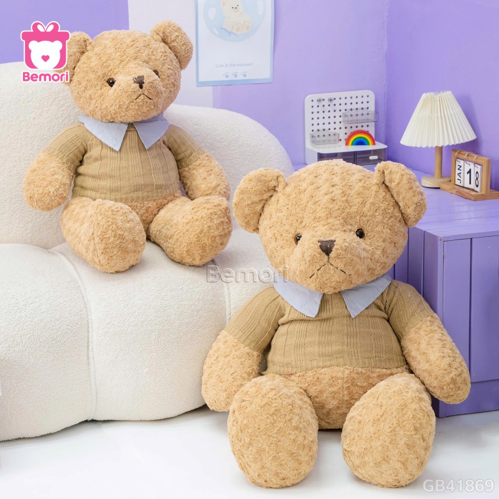 Gấu Bông Teddy Áo Len Cổ Kẻ