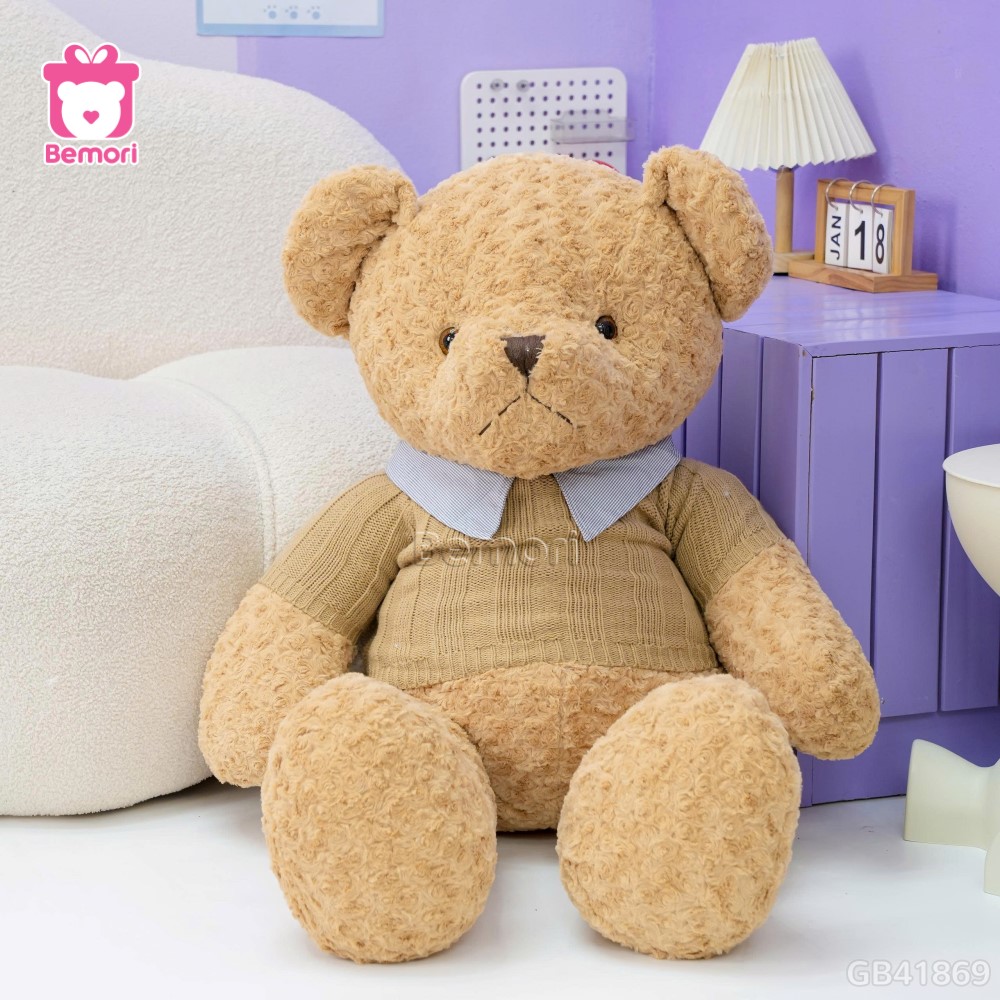 Gấu Bông Teddy Áo Len Cổ Kẻ
