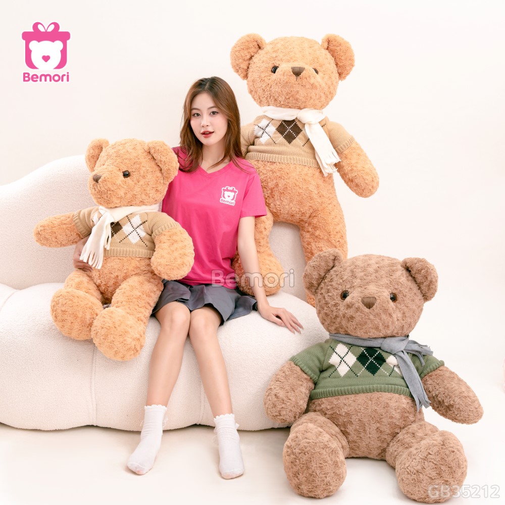 Gấu Bông Teddy Áo Len Quàng Khăn