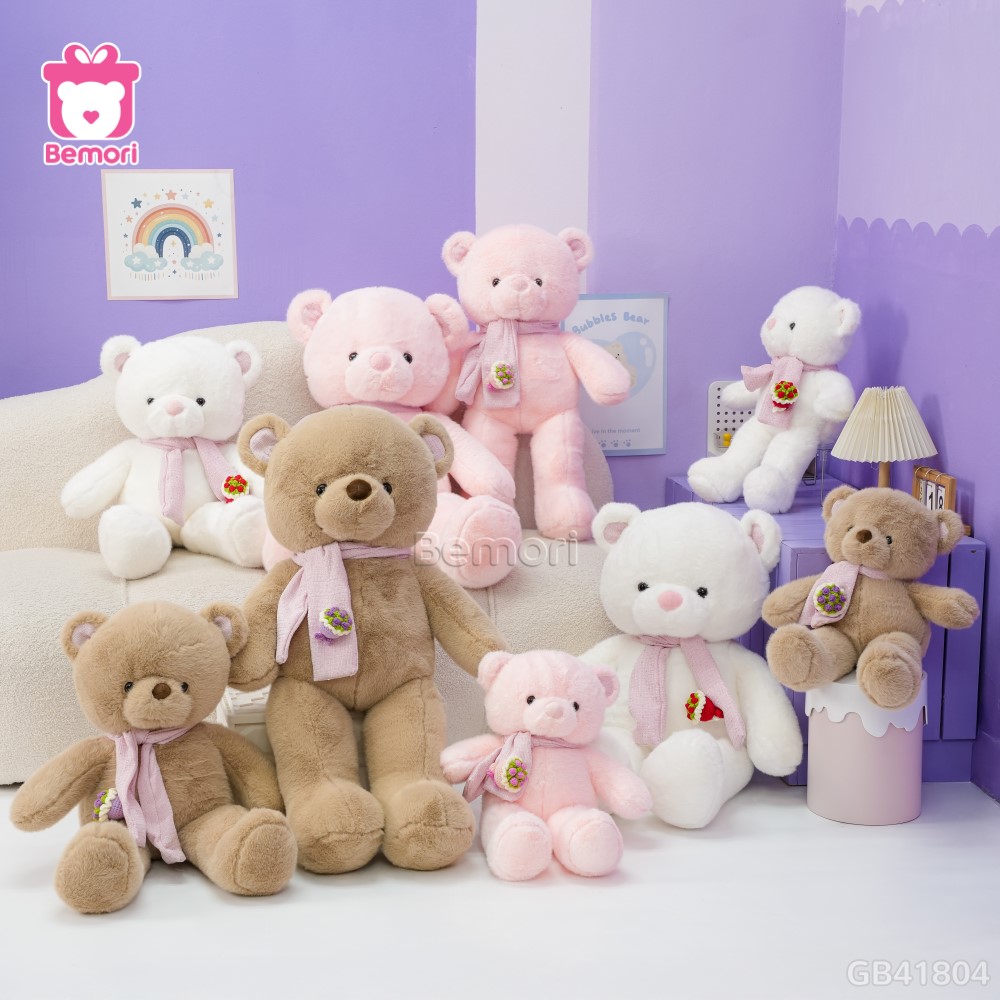 Gấu Bông Teddy Lông Tiểu Kim Khăn Hoa