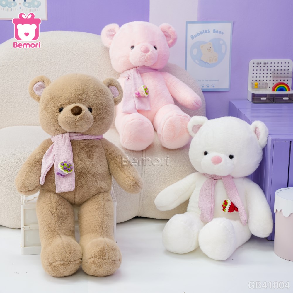 Gấu Bông Teddy Lông Tiểu Kim Khăn Hoa