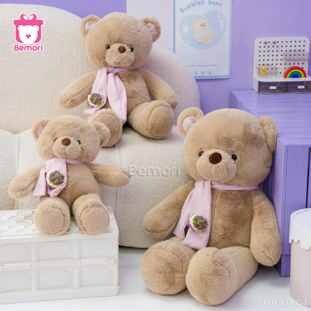 Gấu Bông Teddy Lông Tiểu Kim Khăn Hoa