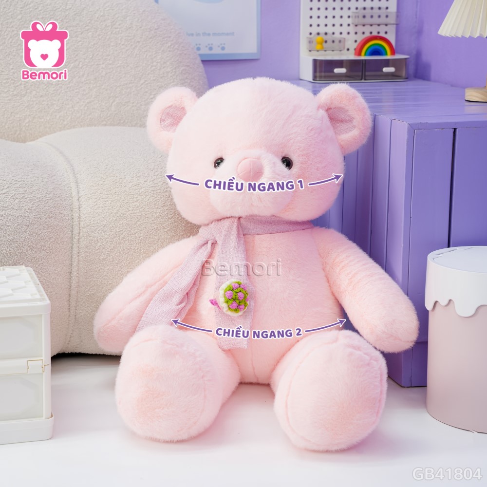 Cách đo kích thước của Gấu Bông Teddy Lông Tiểu Kim Khăn Hoa