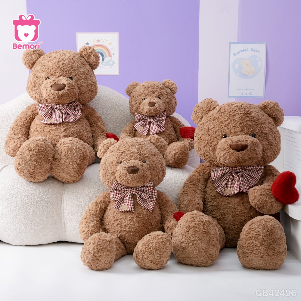 Gấu Bông Teddy Nơ Kẻ Cầm Tim