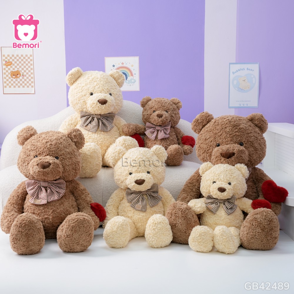Gấu Bông Teddy Nơ Kẻ Cầm Tim: quà tặng ấn tượng dịp 20/10, 8/3, Valentine