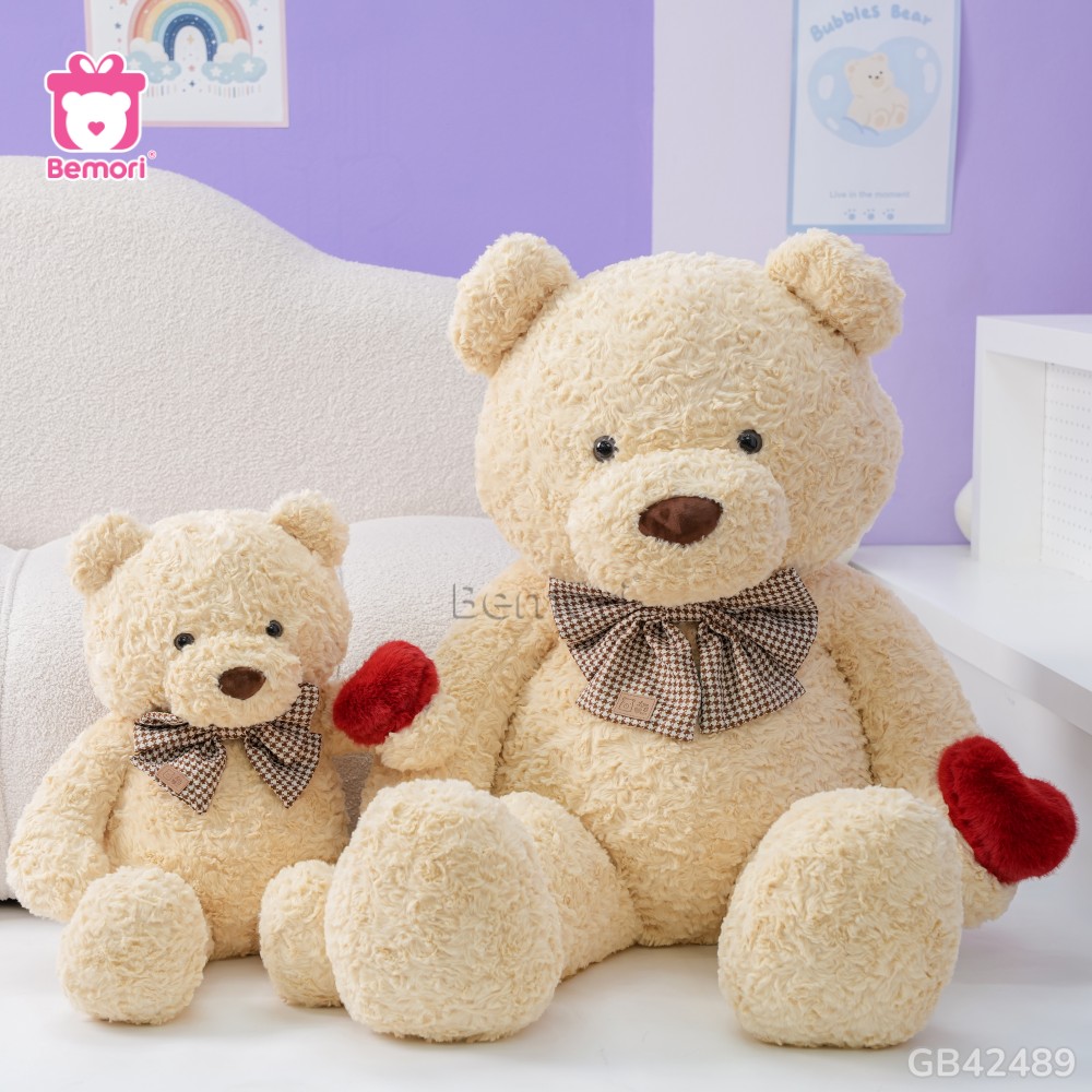 Gấu Bông Teddy Nơ Kẻ Cầm Tim giúp bạn tỏ tình lãng mạn